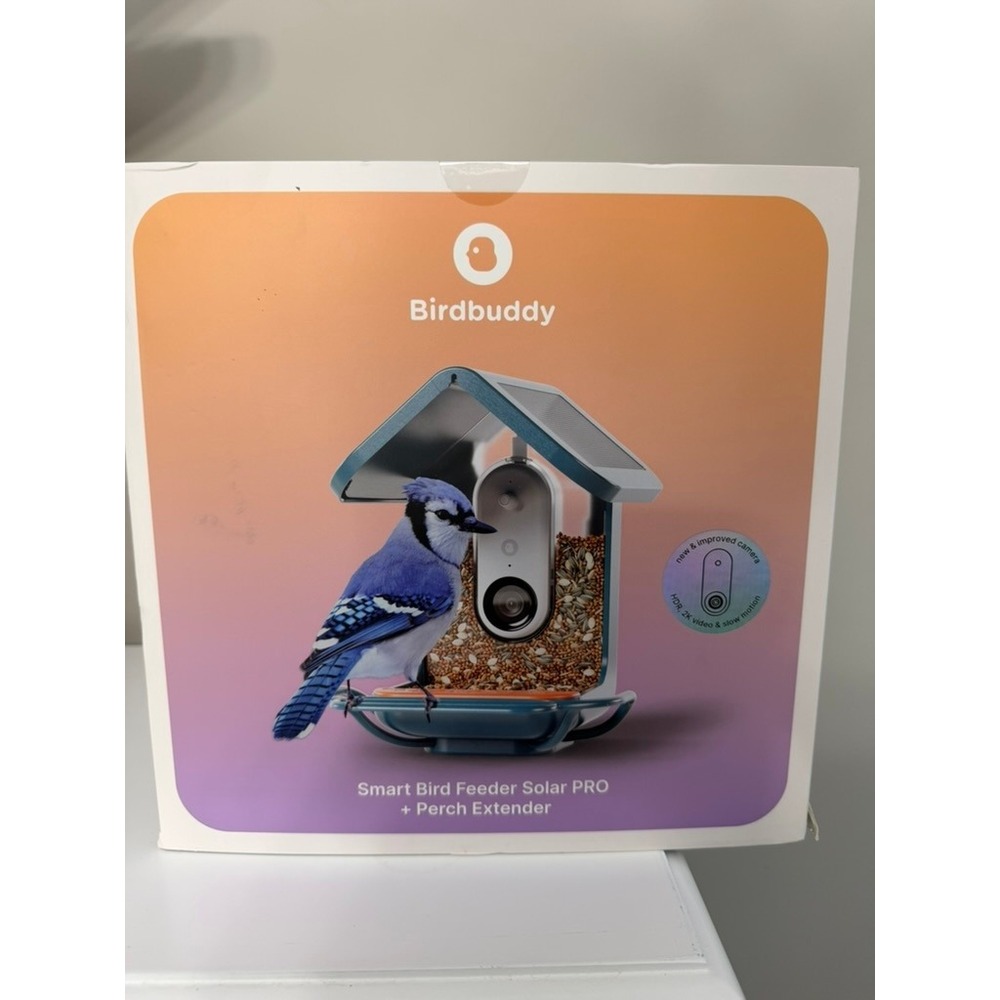 Bird Buddy Smart Bird Feeder Solar PRO Blue Perch Extender AI Camera NWT
